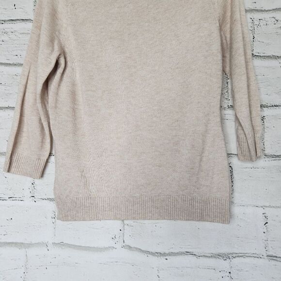 Banana Republic Beaded Crew Neck Sweater Tan small wool blend 3/4 sleeve - Picture 7 of 12